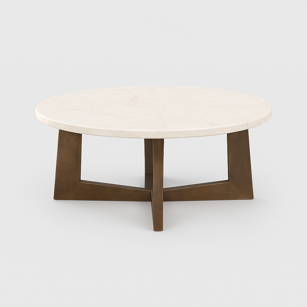 Alverra Coffee Table with travertine marble top and walnut wood base – The Meem Store