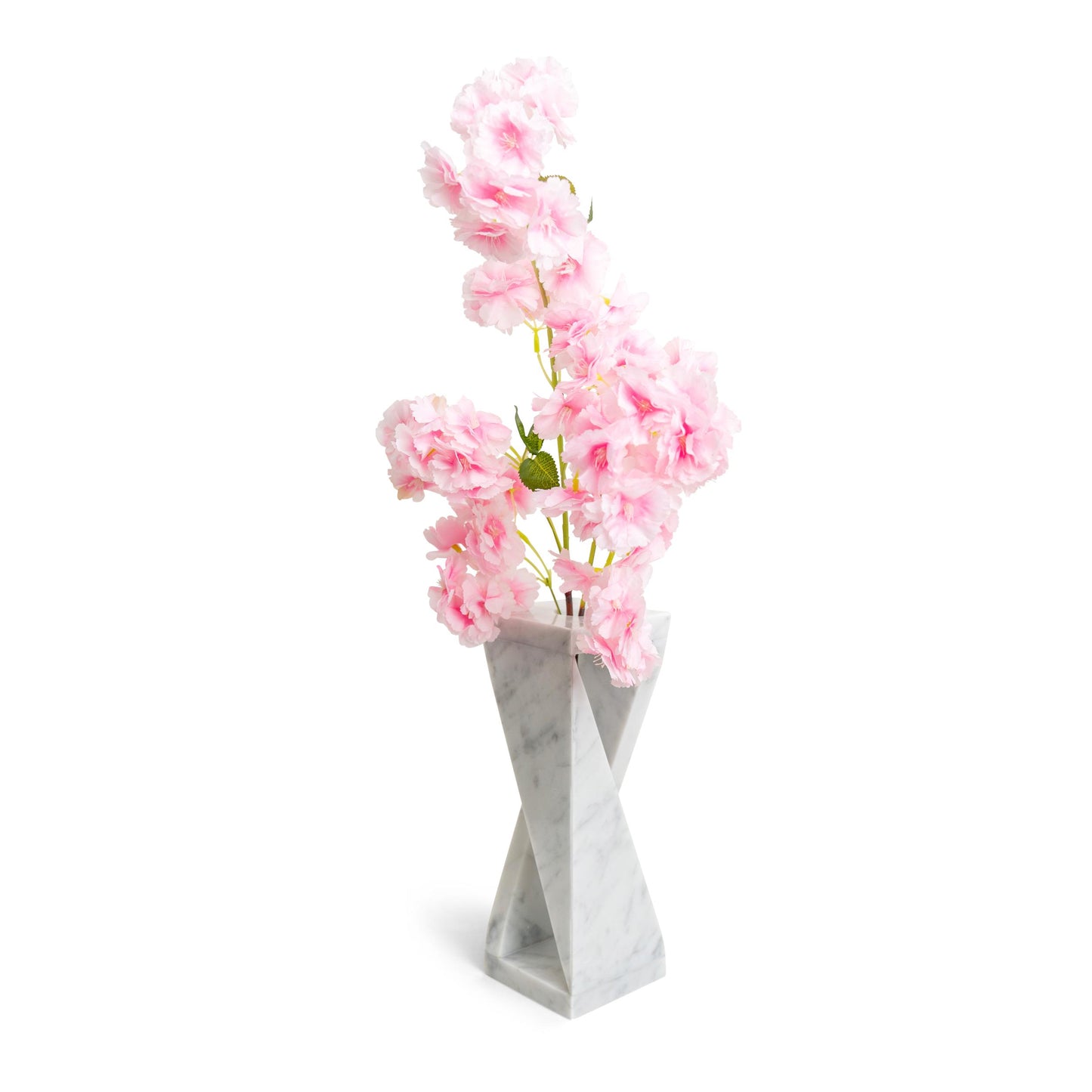 Sculptural twisted marble vase crafted from natural stone, inspired by Italian modern design – The Meem Store