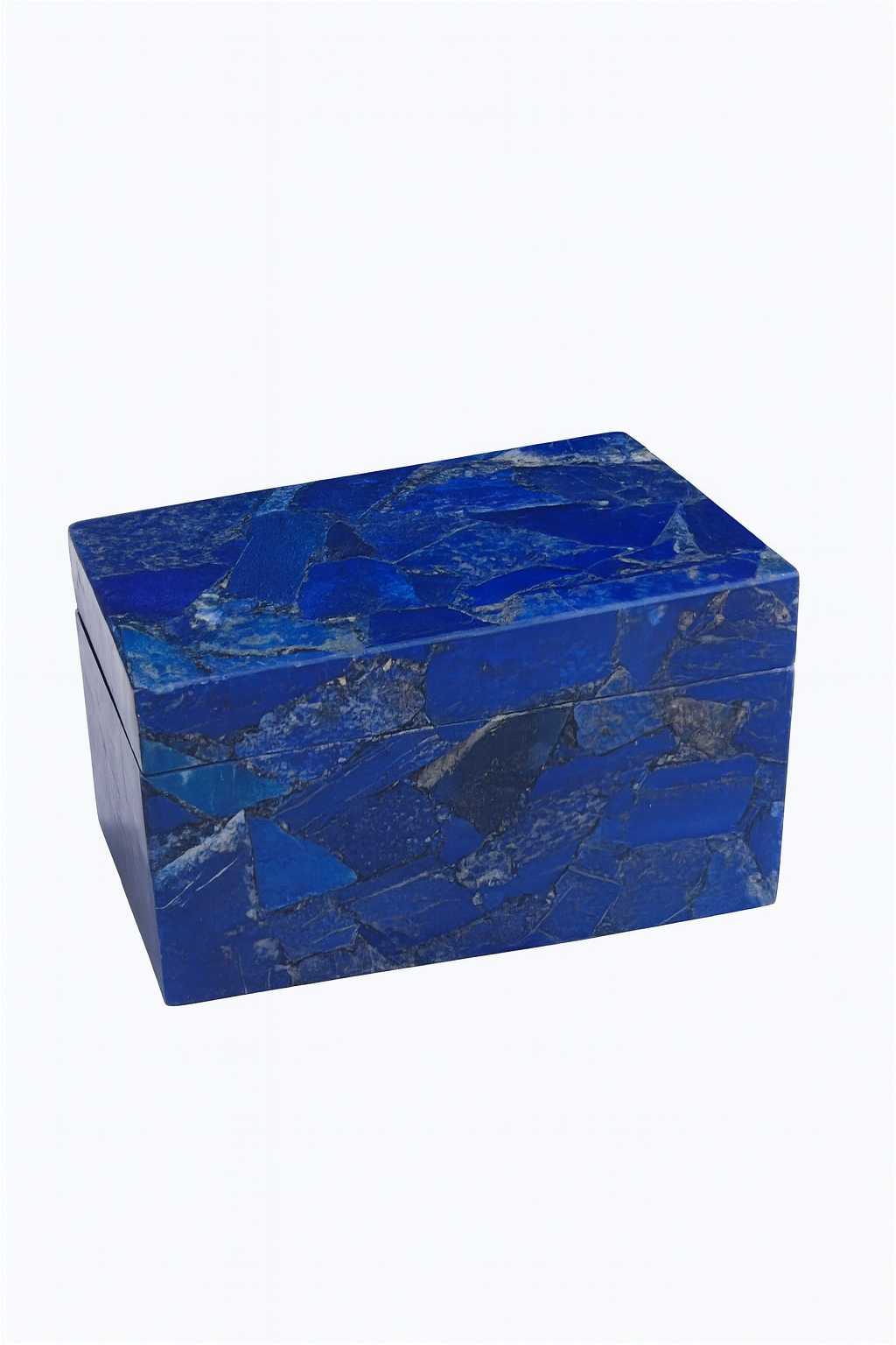 Closed Lapis Lazuli decorative box with rich blue mosaic stone surface – The Meem Store