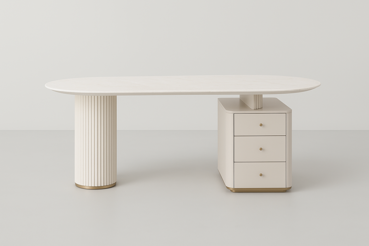 Celvane Executive Desk with marble top and ivory fluted base – The Meem Store