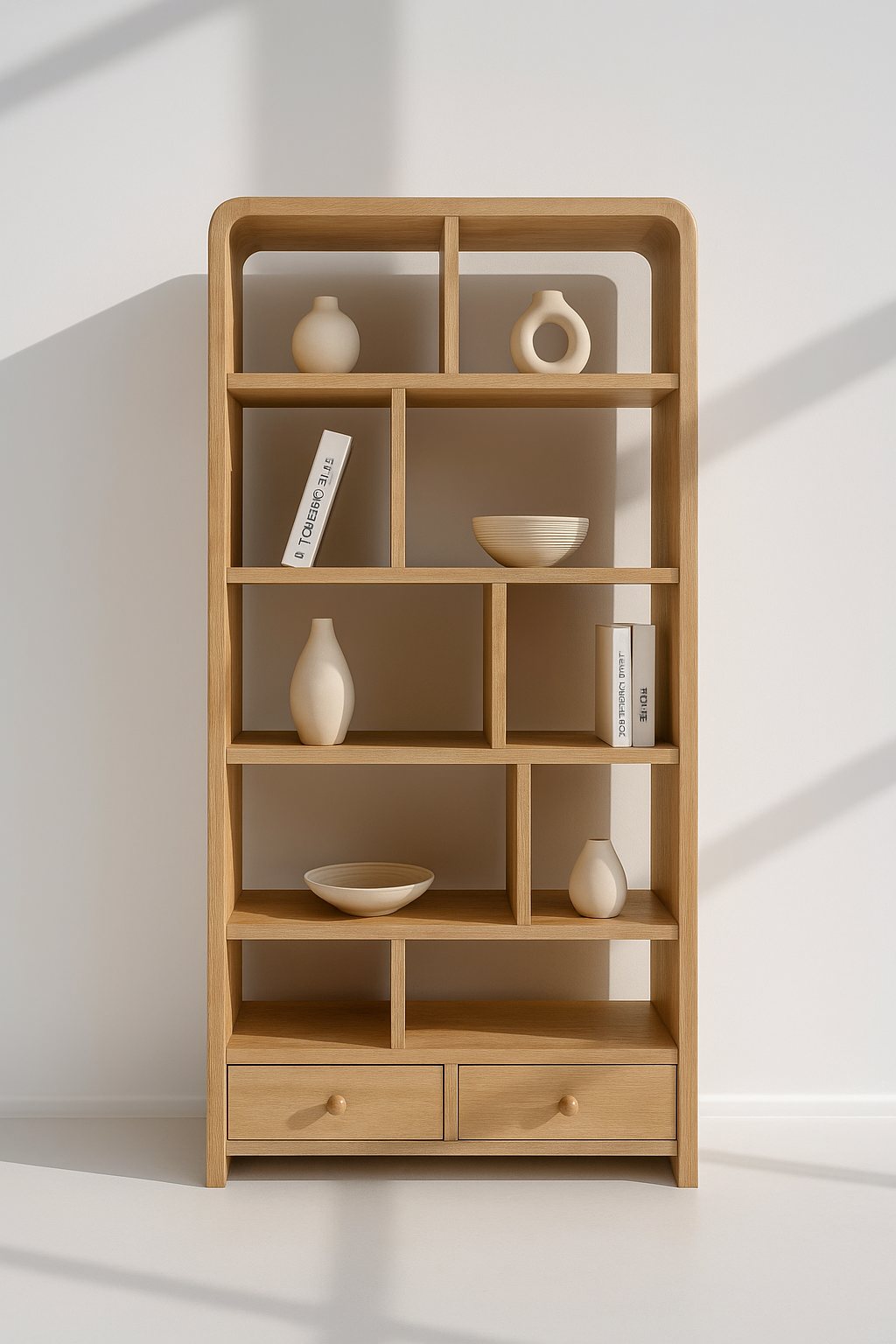 Fioren Natura Display Shelf crafted in solid oak wood with soft rounded edges – The Meem Store