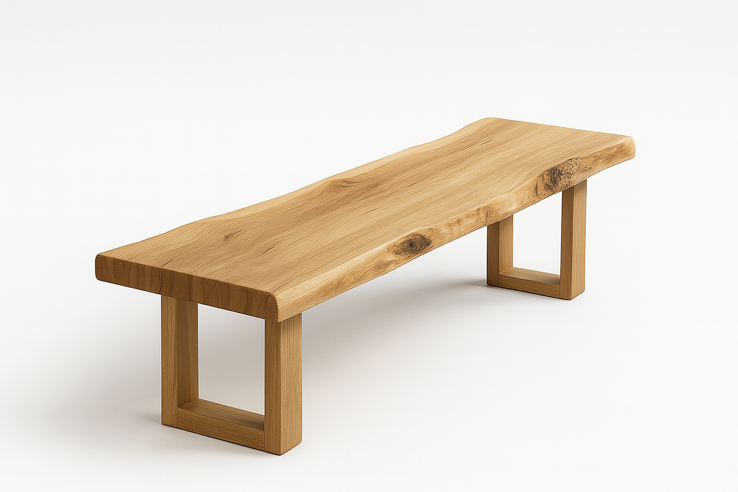 Lioren Bench with solid live-edge acacia wood top and minimalist base – The Meem Store