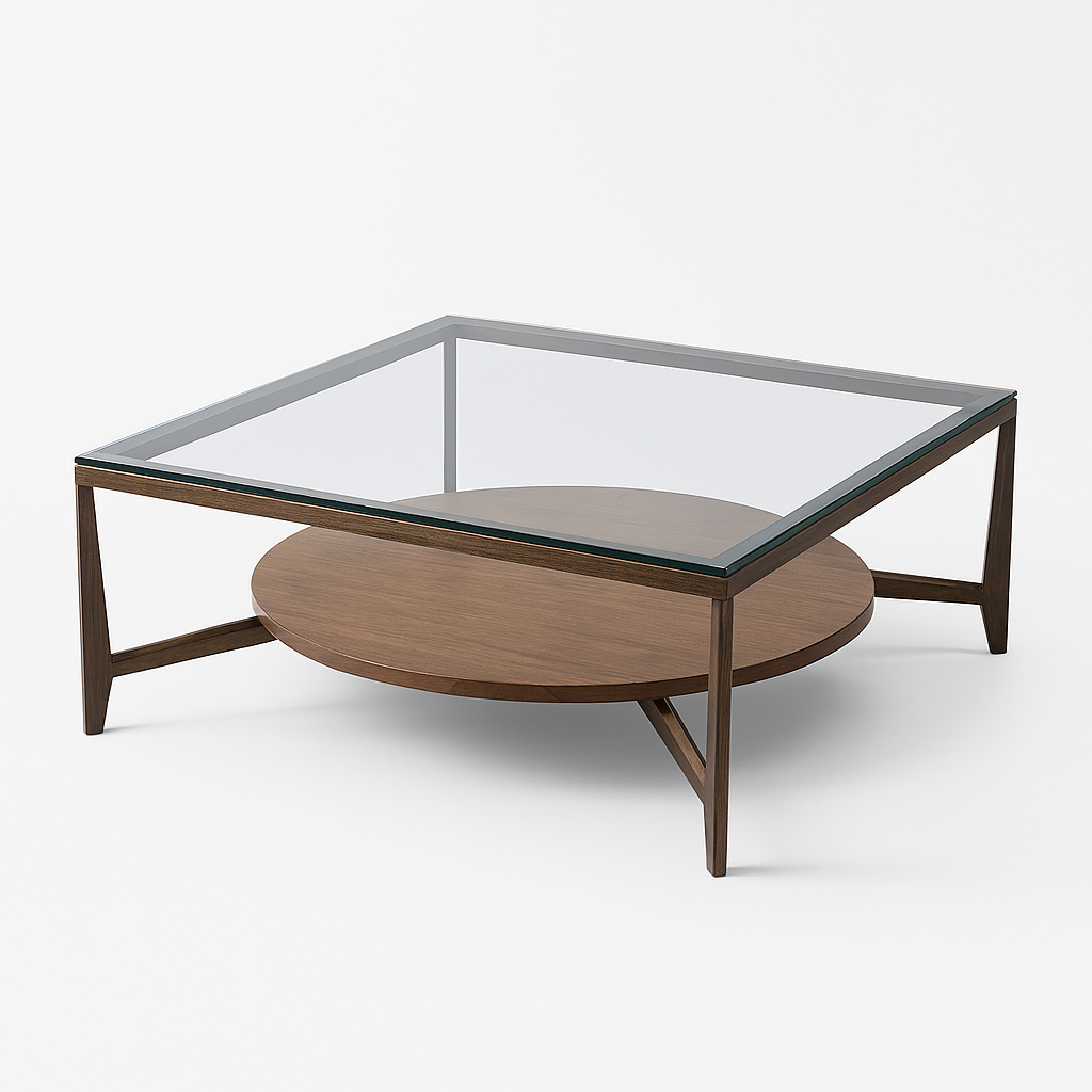 Lynvore Coffee Table with glass top and walnut base – The Meem Store