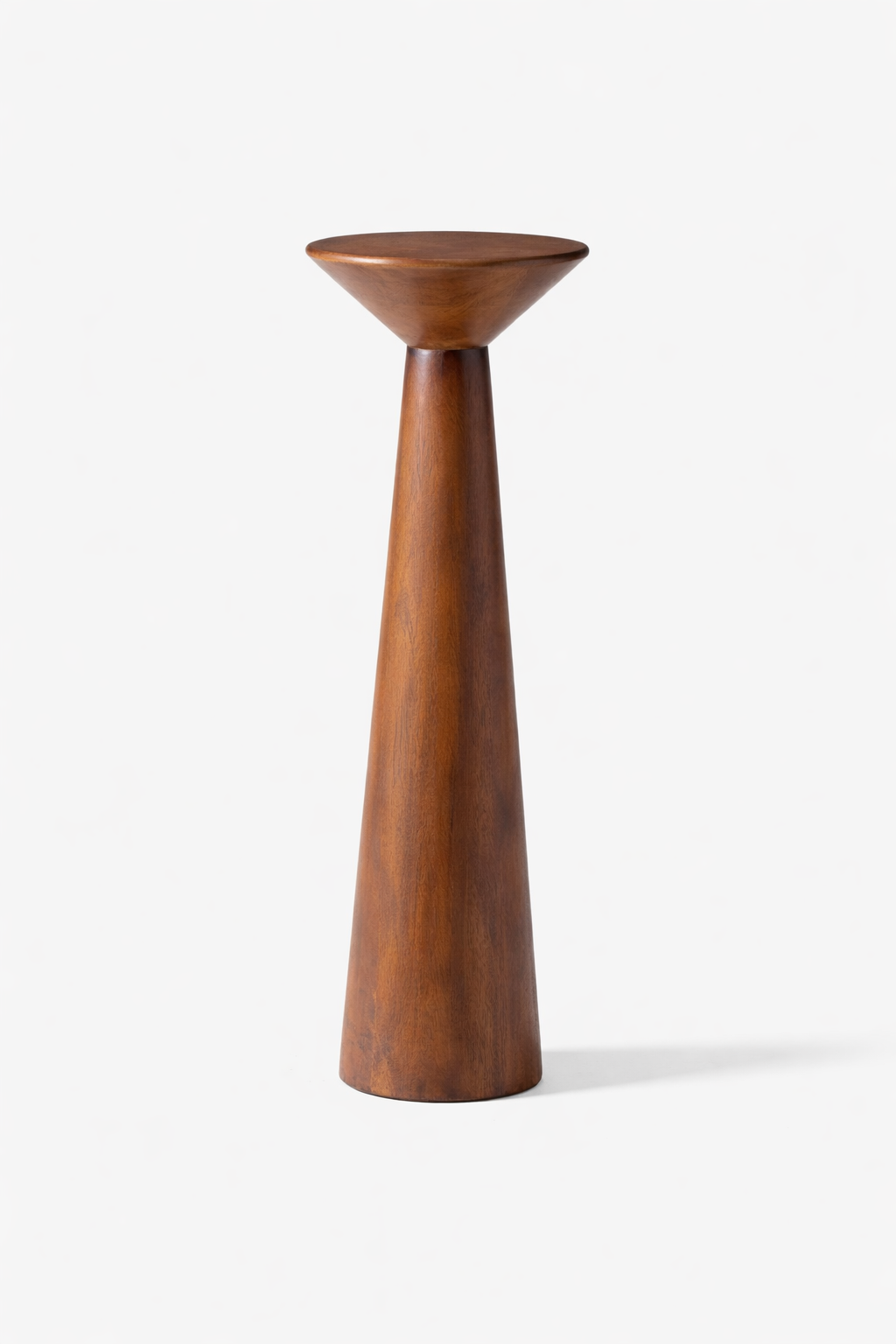 Tall wooden pedestal side table with tapered cone base luxury home decor UAE