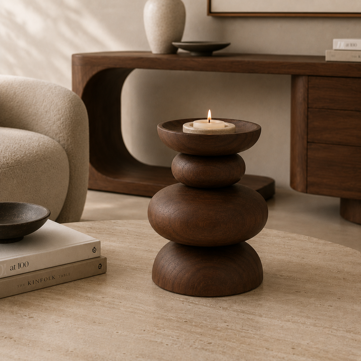 wooden candle holder for modern living dubai uae