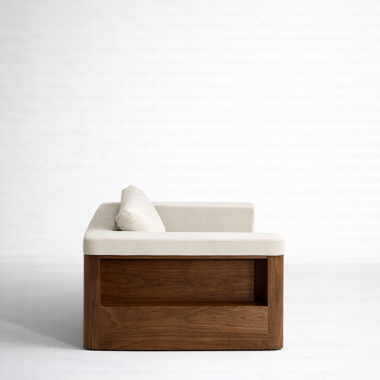 Modern architectural cream sofa with solid wood frame luxury living room furniture UAE