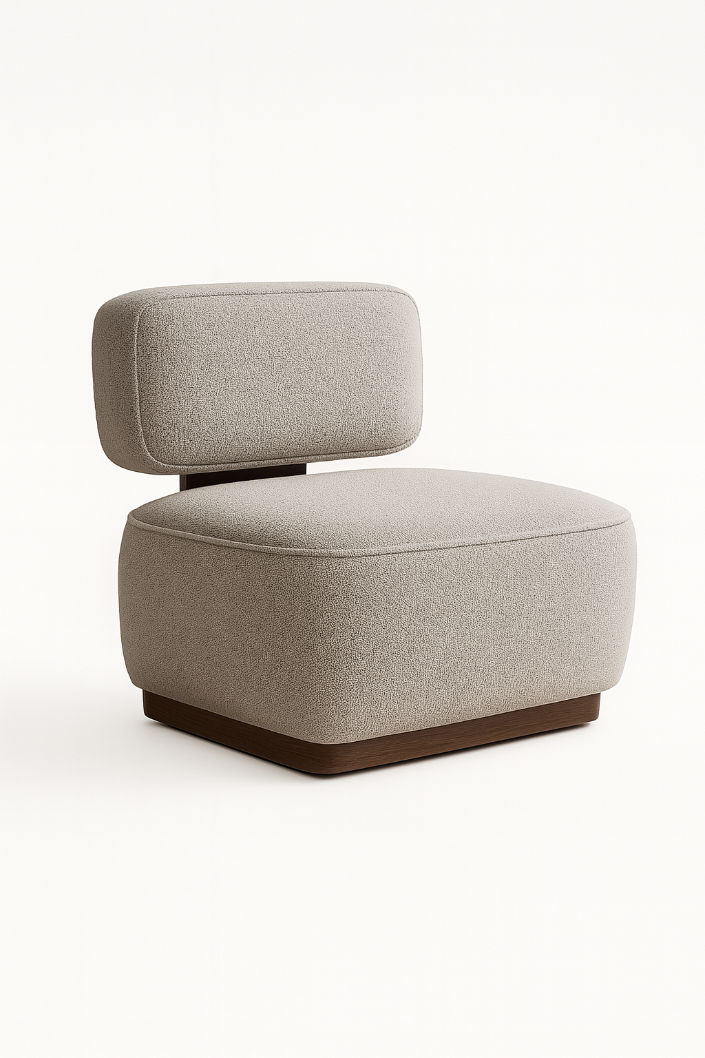 Meroven Armchair in sand beige boucle with walnut base – The Meem Store