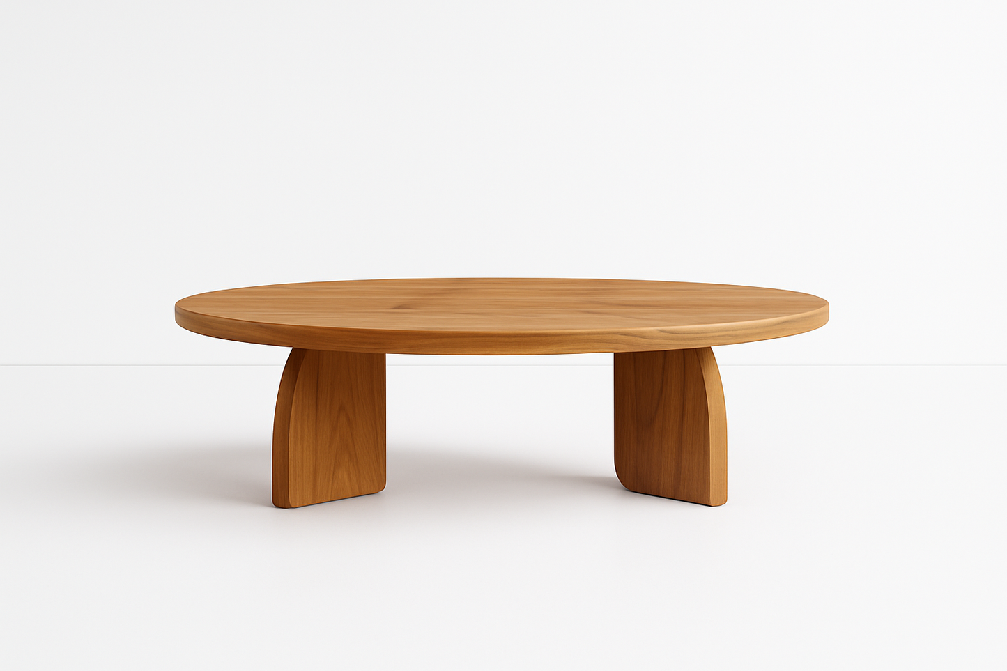 Virelle Coffee Table in solid teak wood with sculptural curved base – The Meem Store