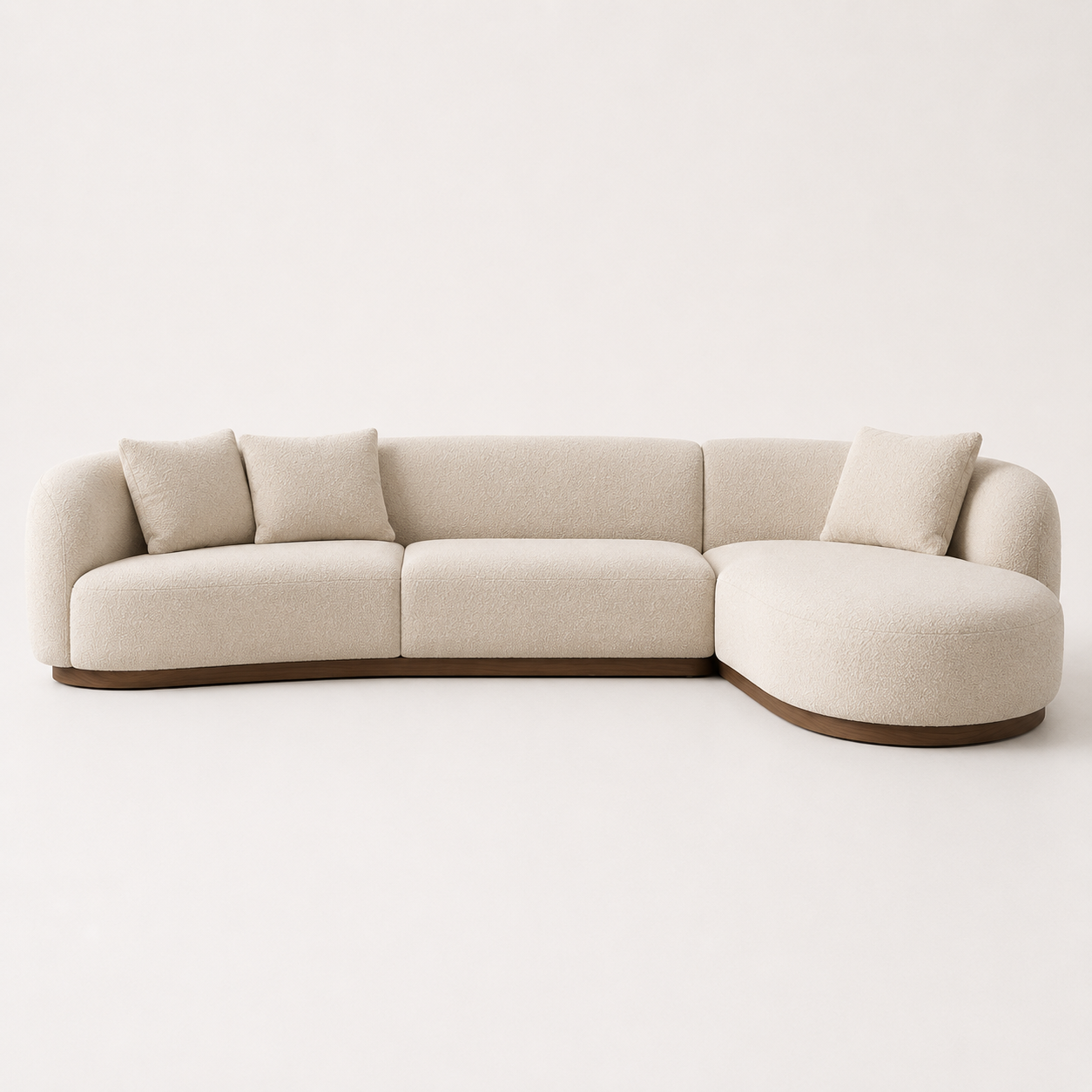 Cream boucle sectional sofa for calm living room interiors