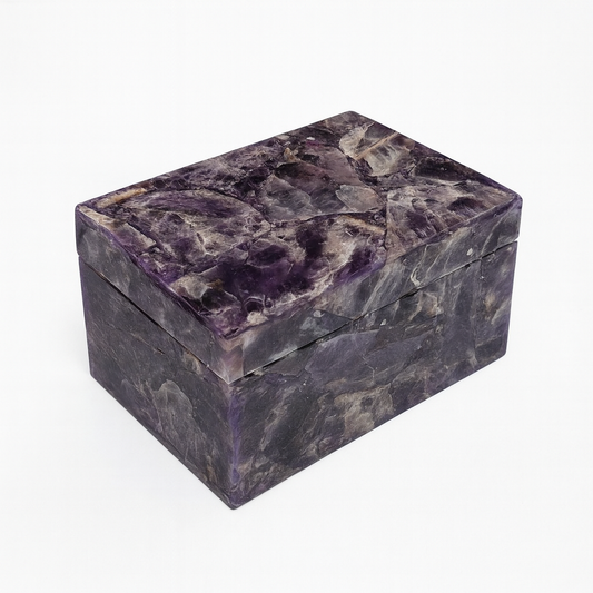 Natural amethyst stone casket with deep purple crystalline patterns – The Meem Store