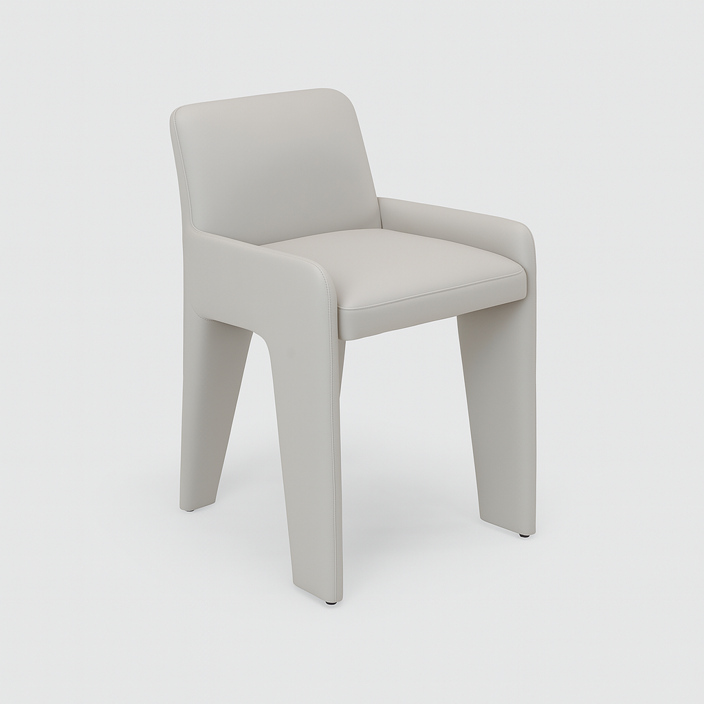 Averin dining chair in ivory synthetic leather with modern sculpted design – The Meem Store