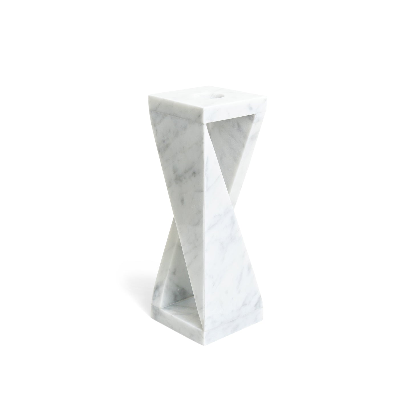 Sculptural twisted marble vase crafted from natural stone, inspired by Italian modern design – The Meem Store