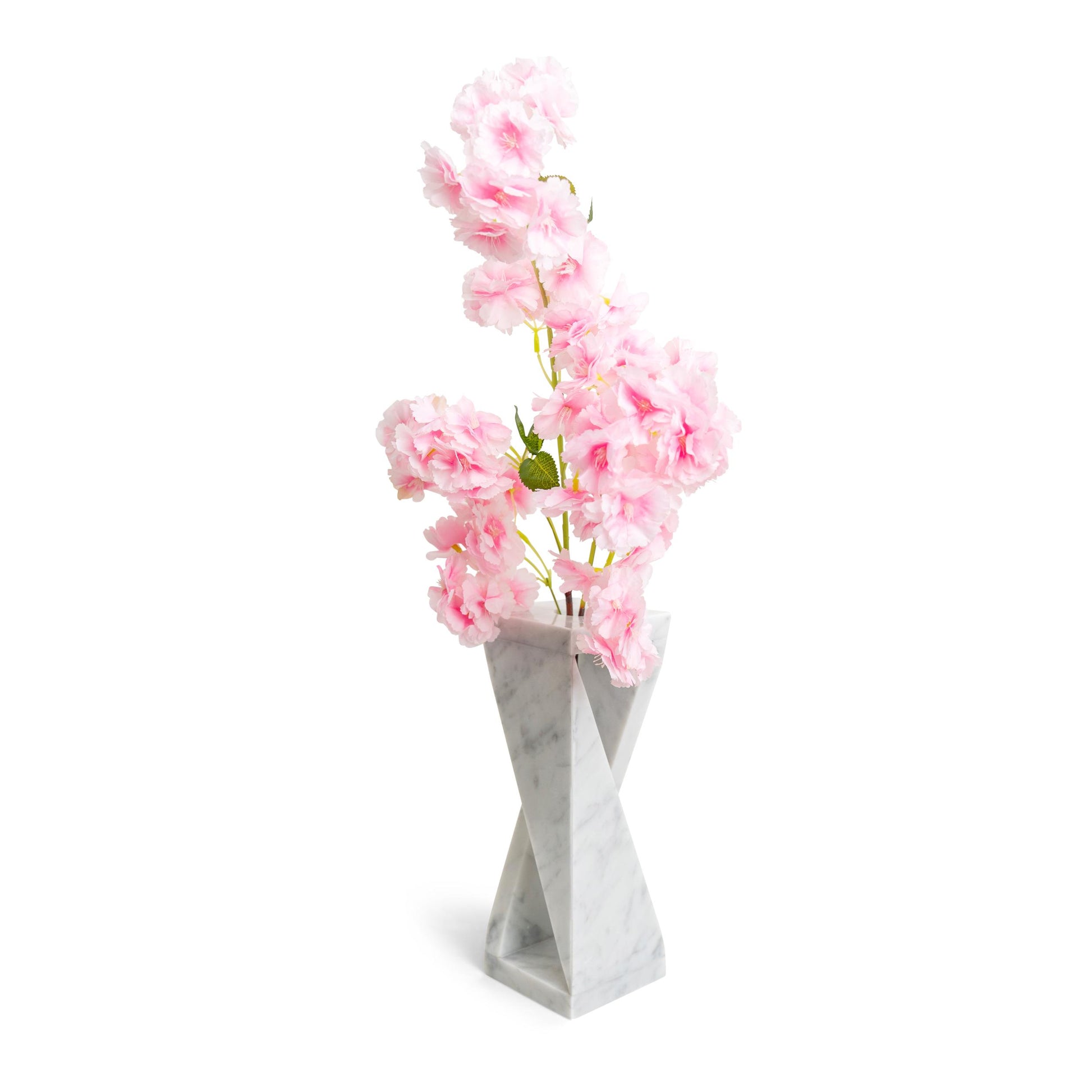 Sculptural twisted marble vase crafted from natural stone, inspired by Italian modern design – The Meem Store