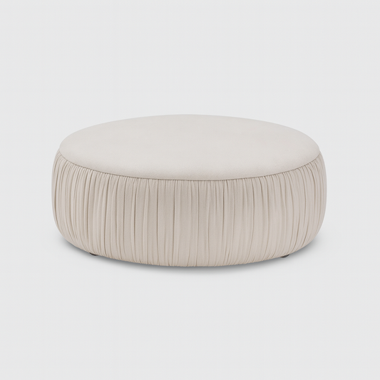 Calviera Ottoman in ivory pleated velvet – The Meem Store