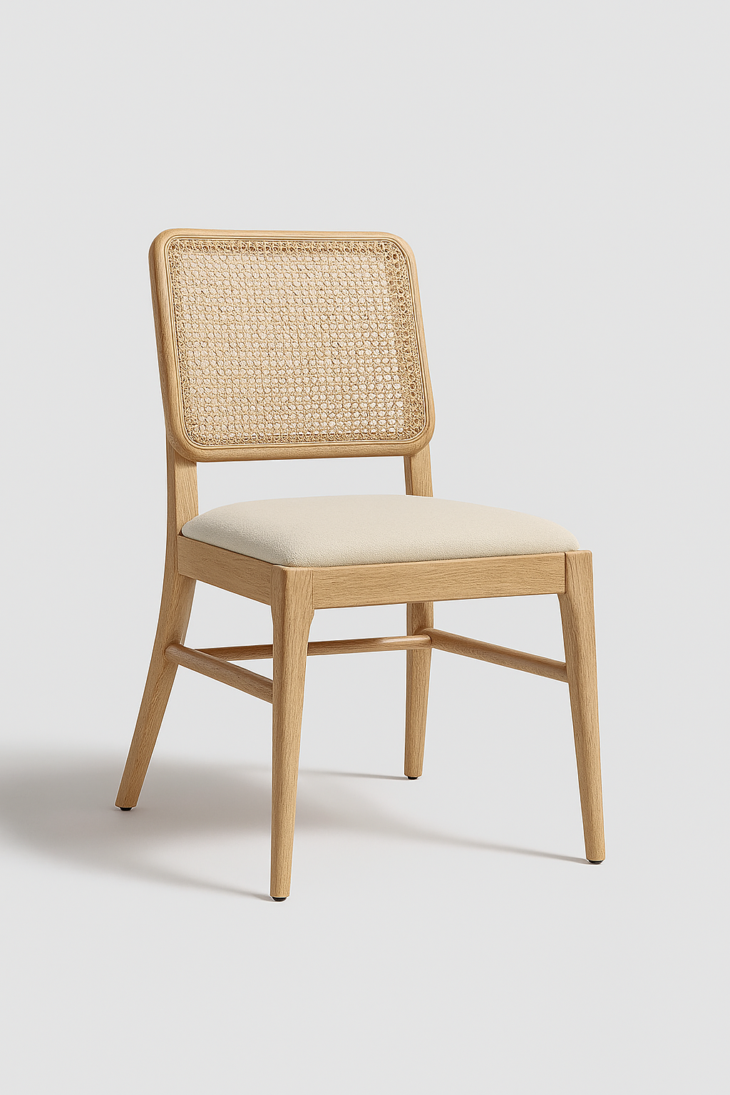 Calvyn dining chair with cane backrest and light oak frame – The Meem Store