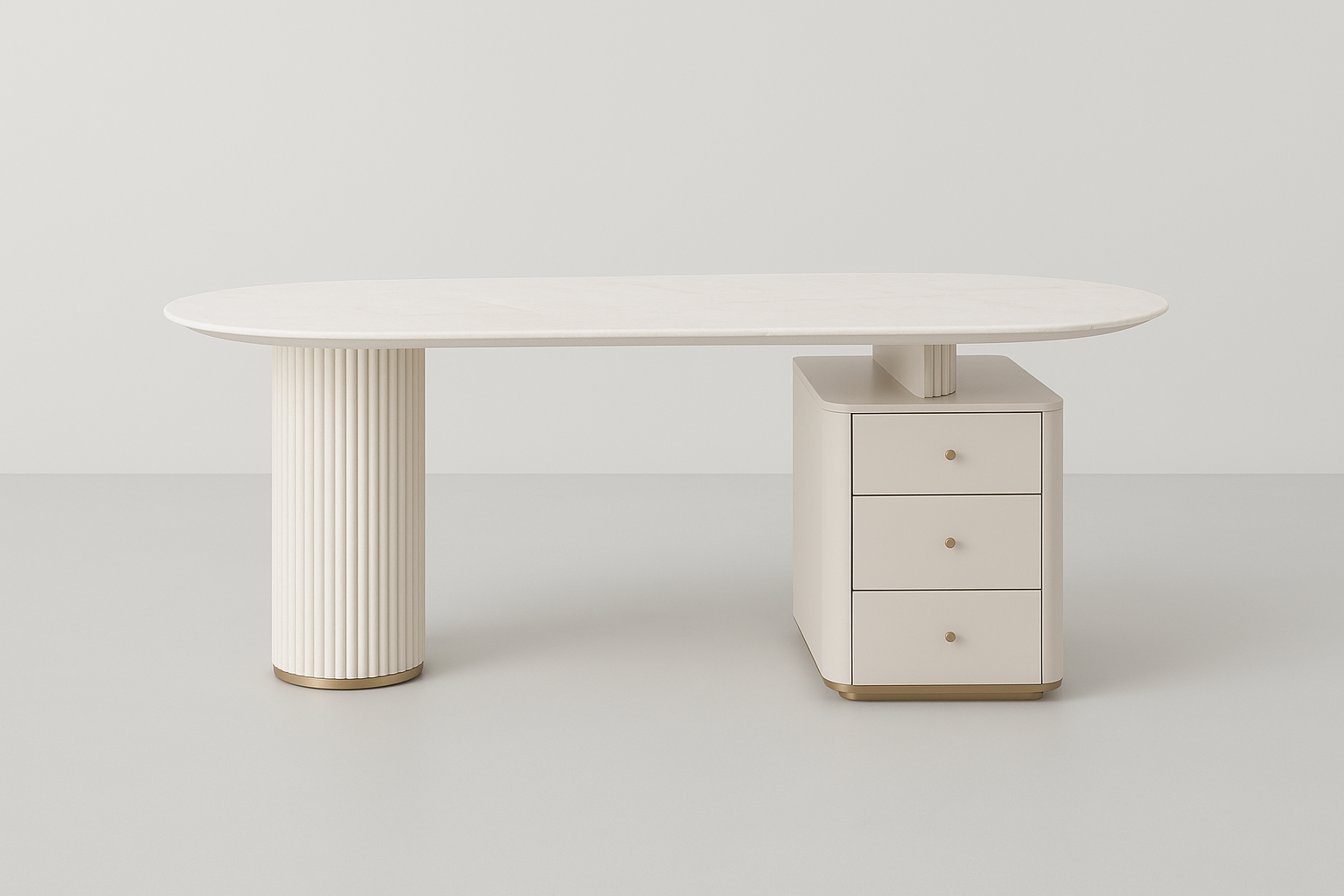 Celvane Executive Desk with marble top and ivory fluted base – The Meem Store