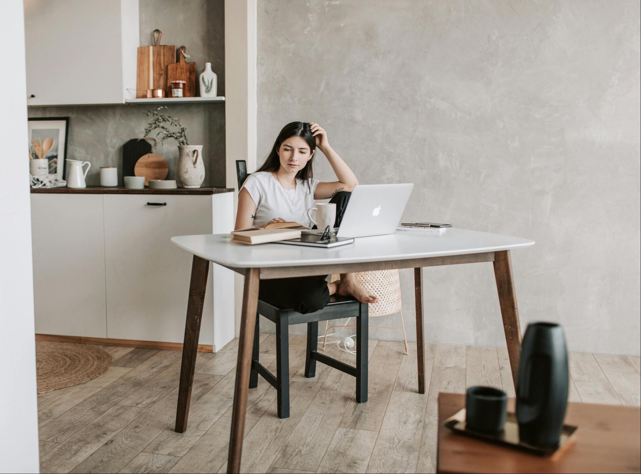 Lifestyle image of luxury desk setup in Dubai home office – premium furniture by The Meem Store.