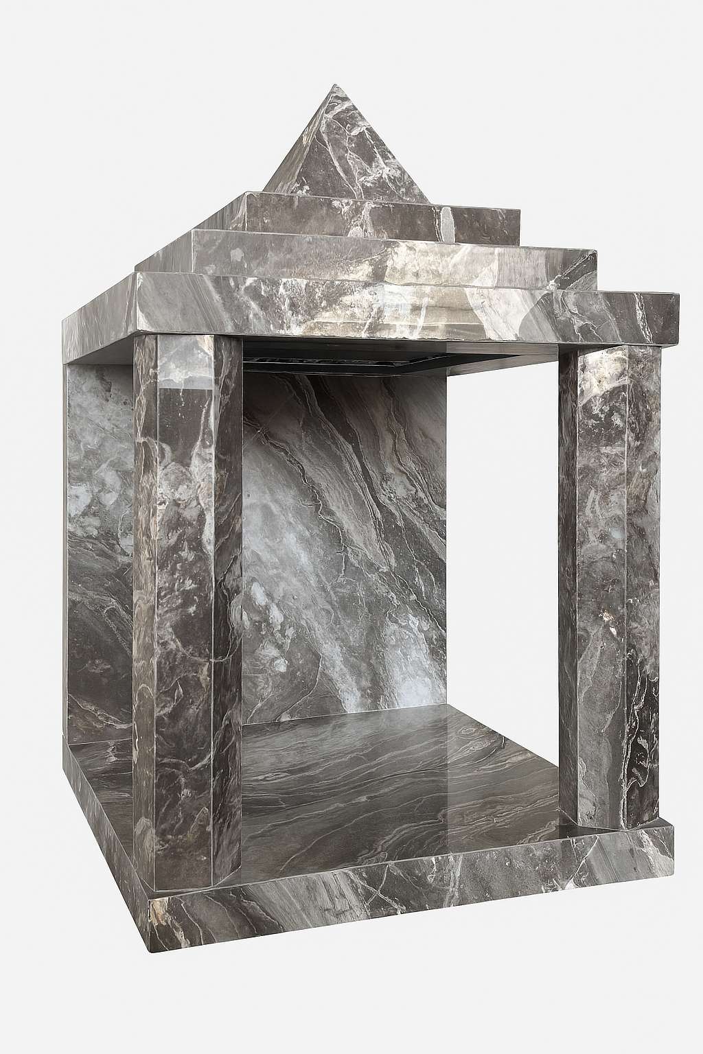 Open-frame porcelain home temple showcasing stone texture and structure – The Meem Store