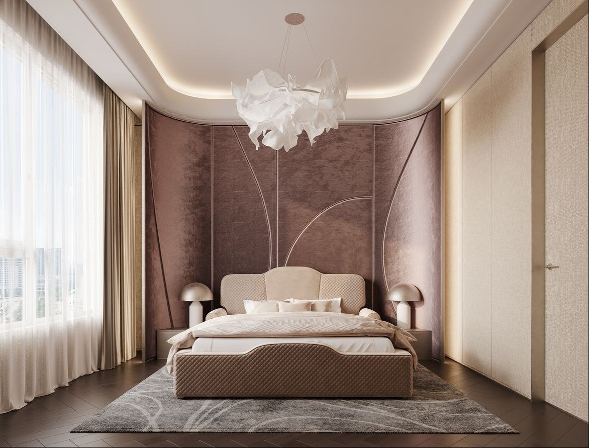 Lifestyle bedroom setup with king bed – luxury furniture in Dubai by The Meem Store.