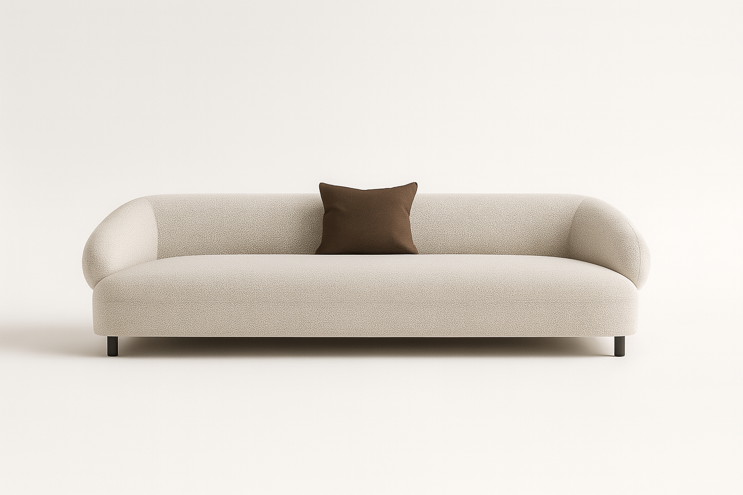 Lunaro 3-seater sofa in ivory boucle with matte black legs – The Meem Store