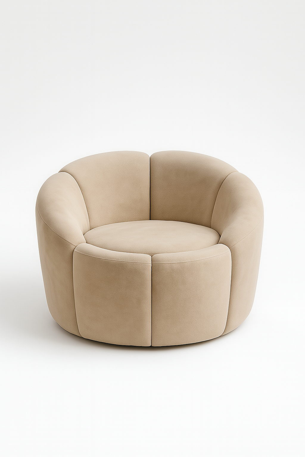 Lusso circular lounge sofa in sand beige suede – The Meem Store
