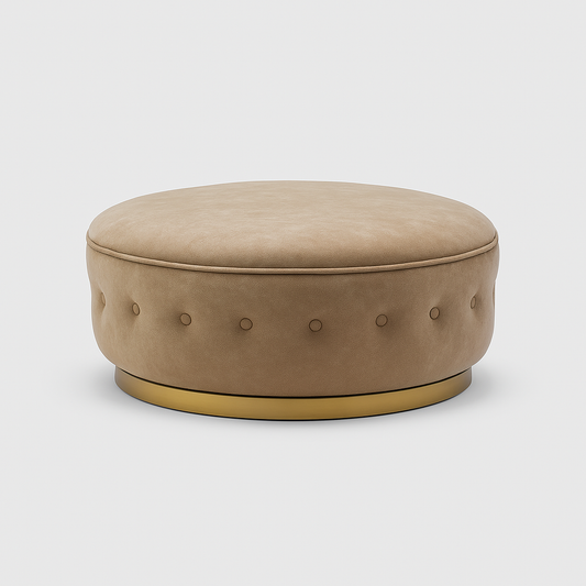 Marquetta Ottoman in camel suede with brass base – The Meem Store