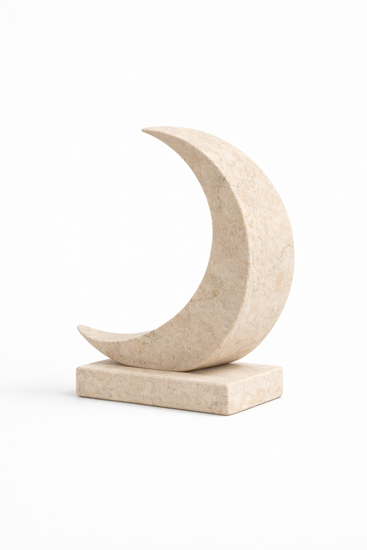 Beige stone moon sculpture luxury decor dubai