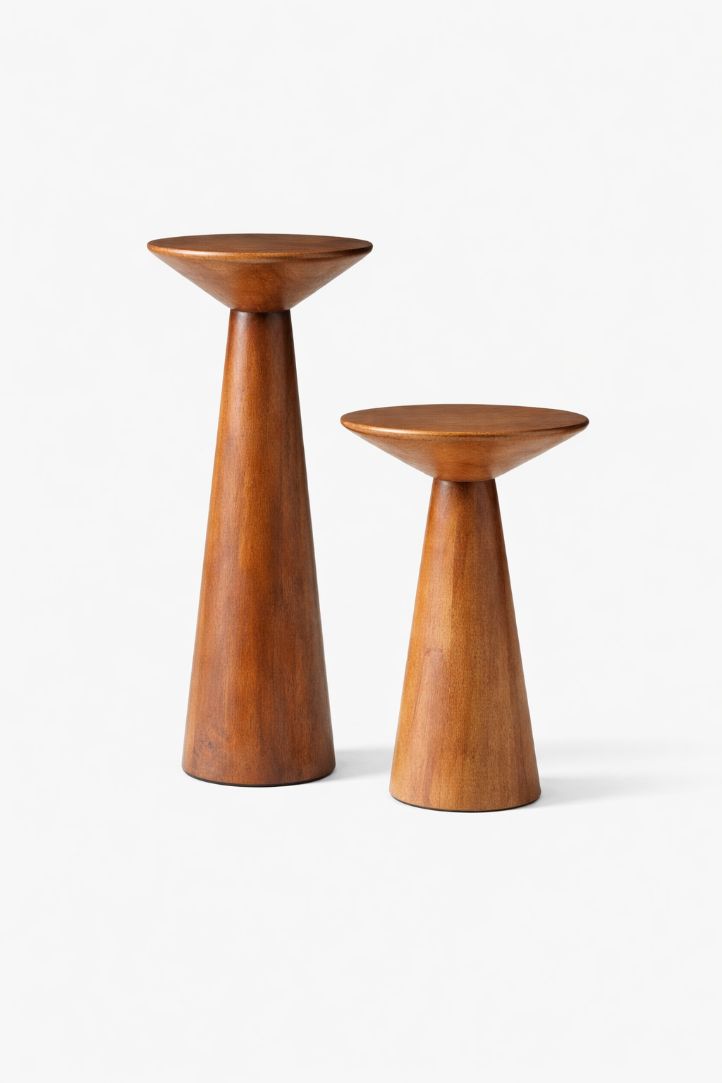 Set of two sculpted wooden pedestal mini tables modern furniture UAE