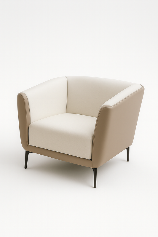 Milano single seater sofa in taupe and cream synthetic leather – The Meem Store