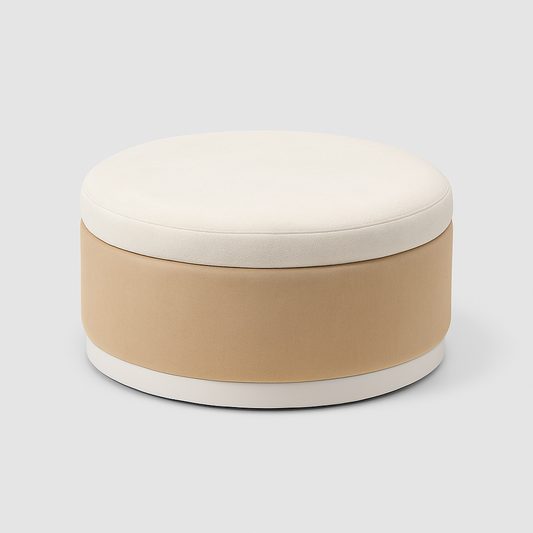 Orvella Ottoman in beige and cream suede – The Meem Store