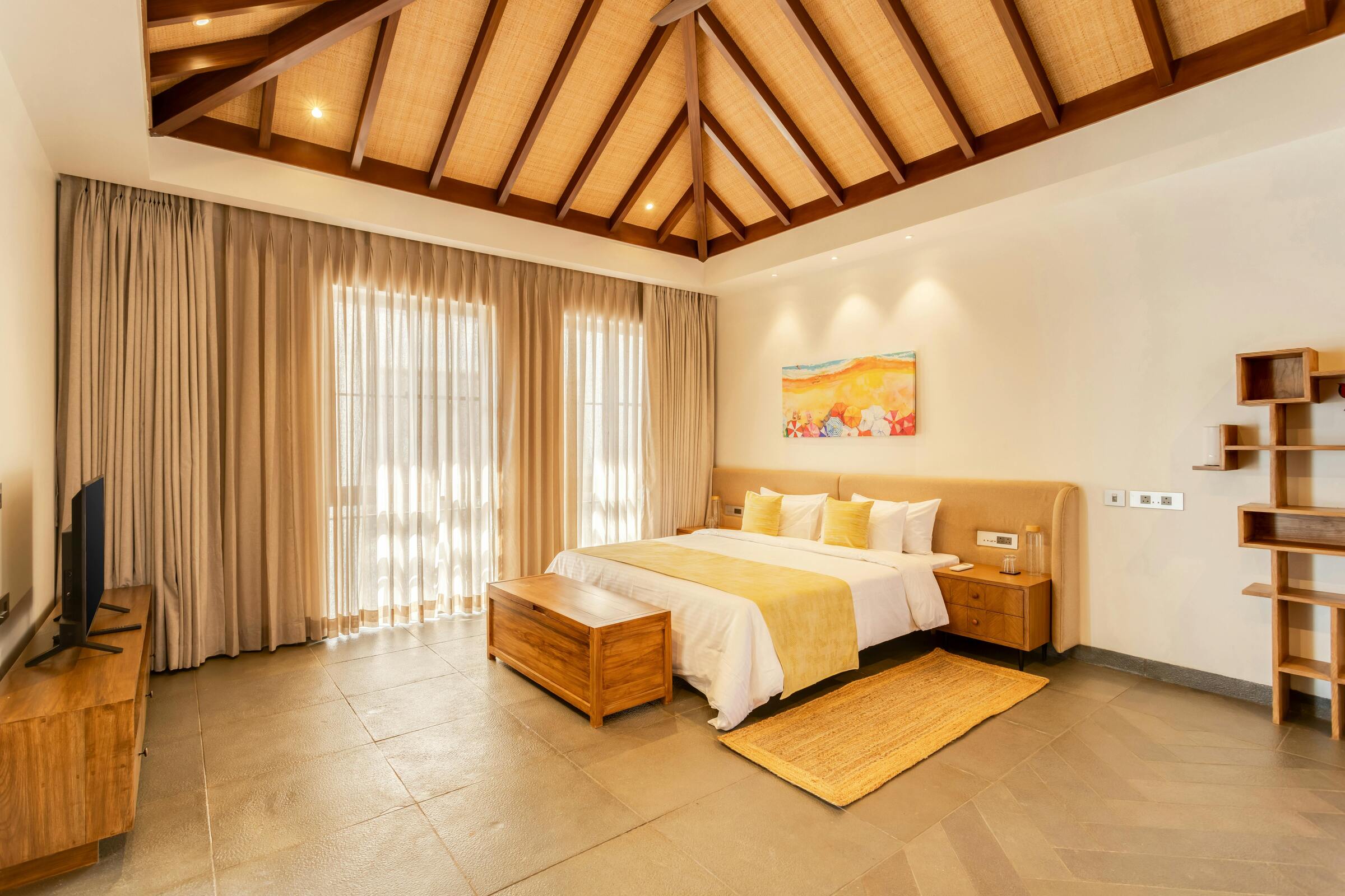 Lifestyle image of queen bed styled in Dubai bedroom – luxury comfort by The Meem Store.