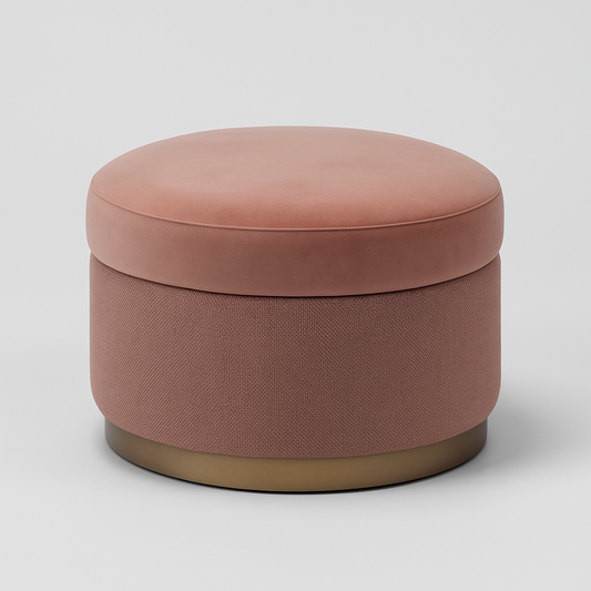 Rosmira Ottoman in blush velvet and brass base – The Meem Store