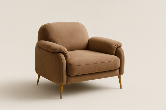 Torino single seater sofa in camel brown fabric – The Meem Store