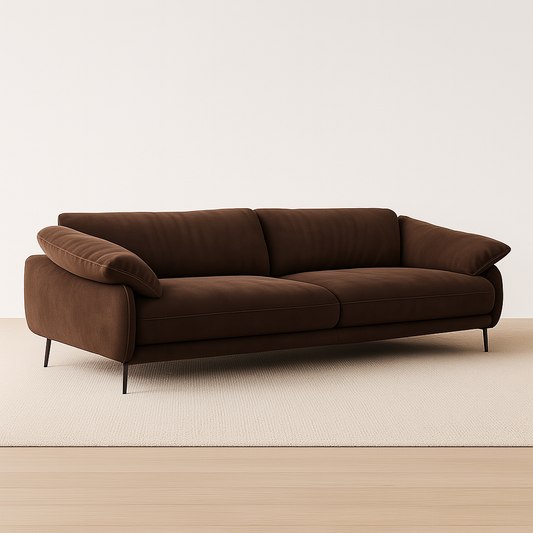 Verona 3-seater sofa in mocha brown fabric with black metal legs – The Meem Store