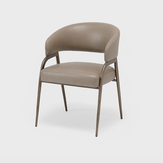 Veyra dining chair in taupe synthetic leather with metallic legs – The Meem Store