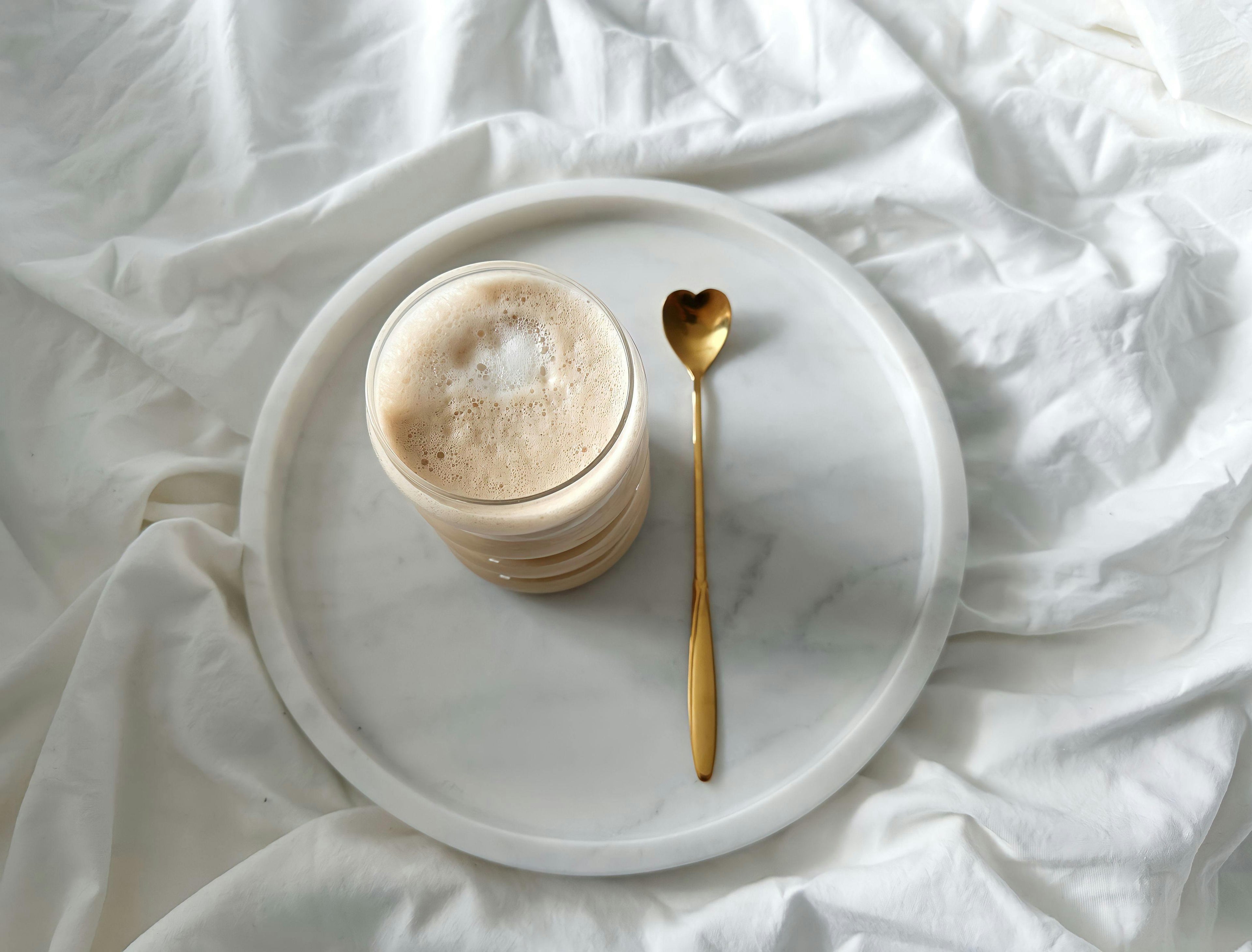 Luxury white marble tray with a cup of coffee — premium décor accessory from The Meem Store Dubai.