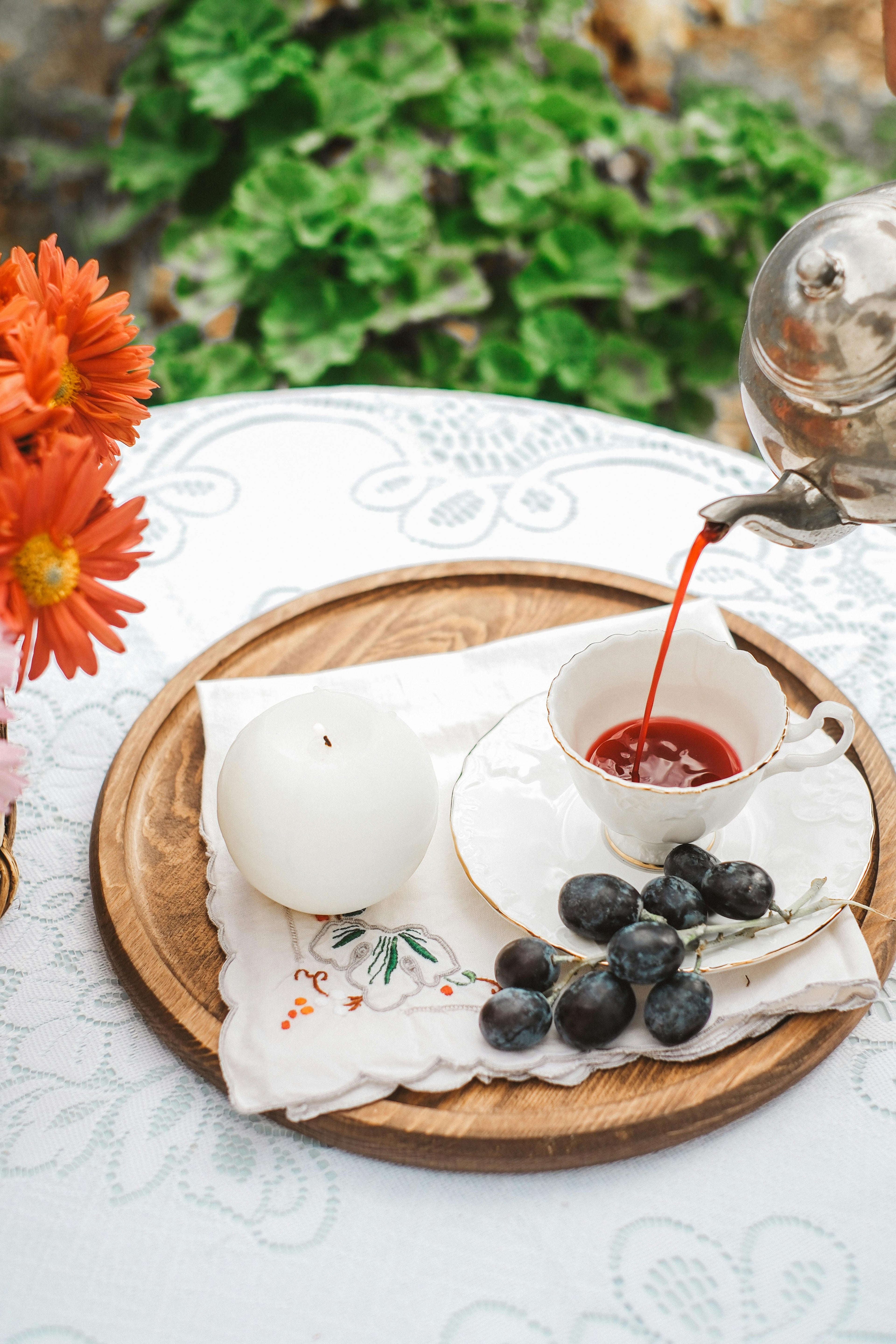 Close-up of wooden serving tray styled with coffee setup – premium décor accessories in Dubai by The Meem Store.