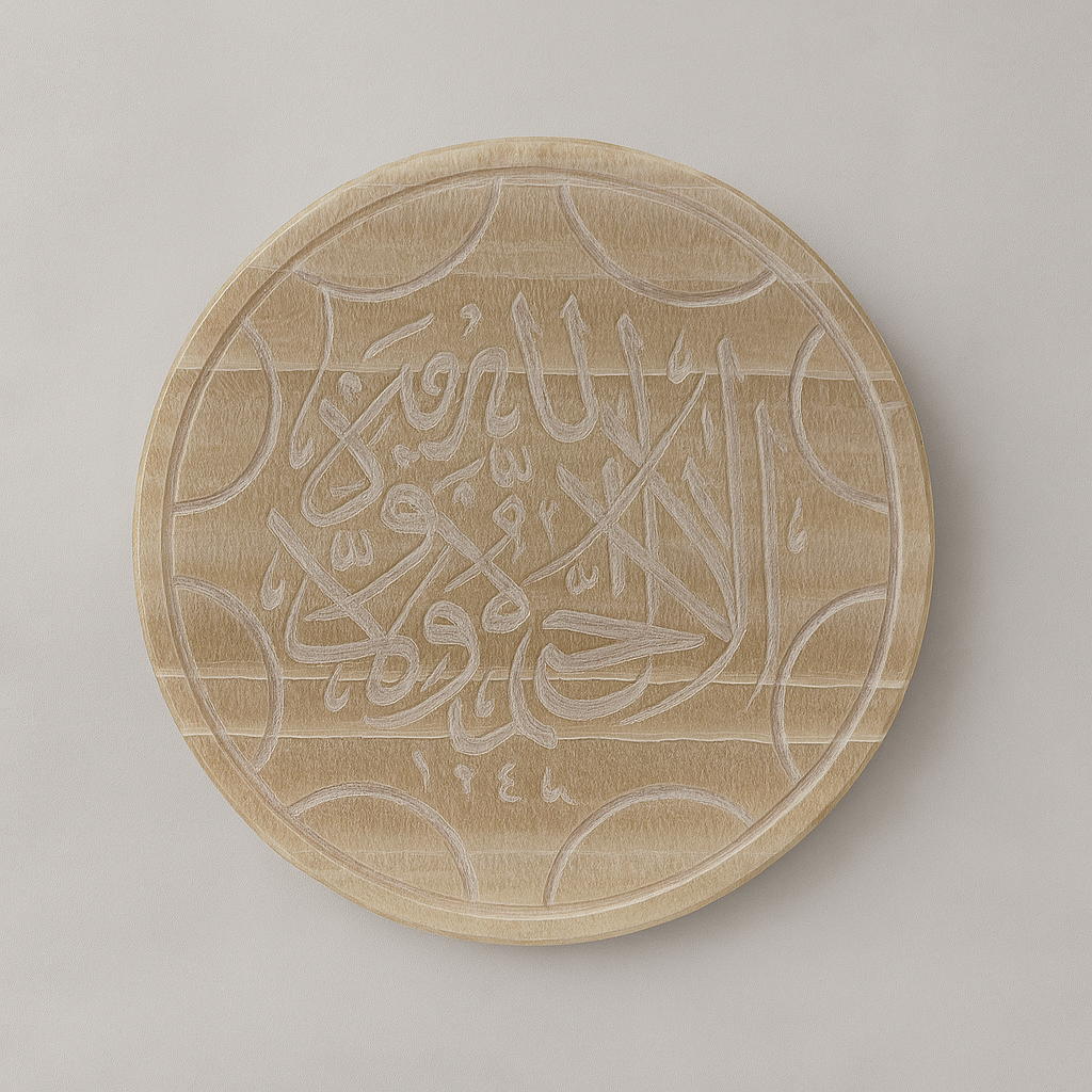 Circular travertine marble Islamic calligraphy wall panel – The Meem Store